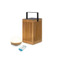 LED Tischleuchte Holz Metall 24 cm IP54 2700K kabellos...