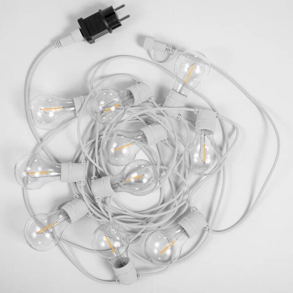 LED Außenlichterkette 10x E27 IP44 Weiß 2700 K 5 m lang