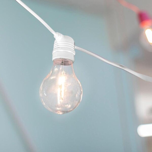 LED Außenlichterkette 10x E27 IP44 Weiß 2700 K 5 m lang