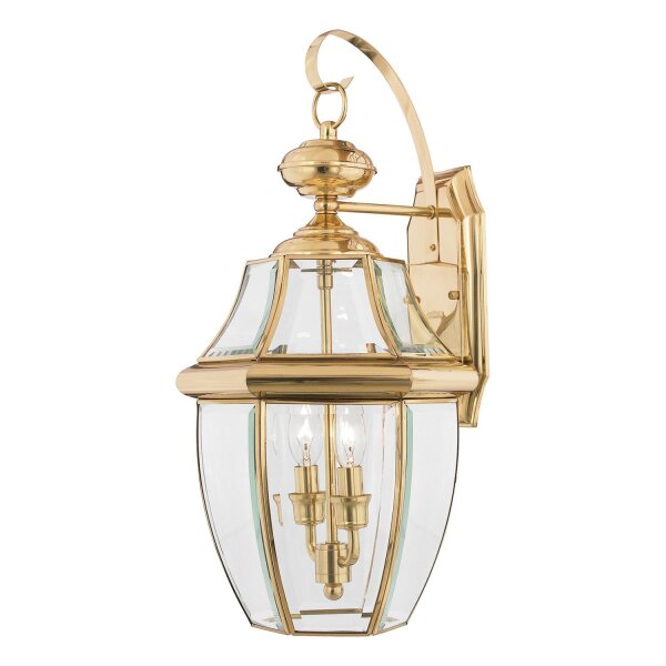 Messing Wandleuchte Außen Glas IP44 E14 51 cm rostfrei