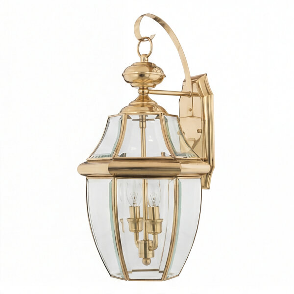 Messing Wandleuchte Außen Glas IP44 E14 51 cm rostfrei