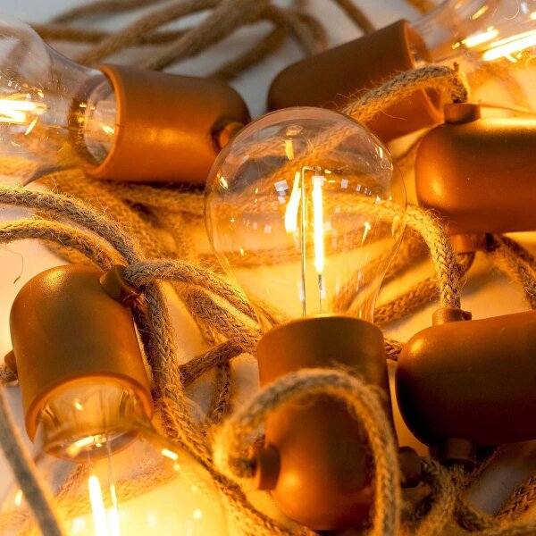 LED Außenlichterkette 5m 10x E27 IP44 2700 K mit Stecker