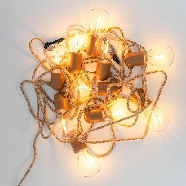 Solarlichterkette außen LED 2700K Jute IP44 5m lang