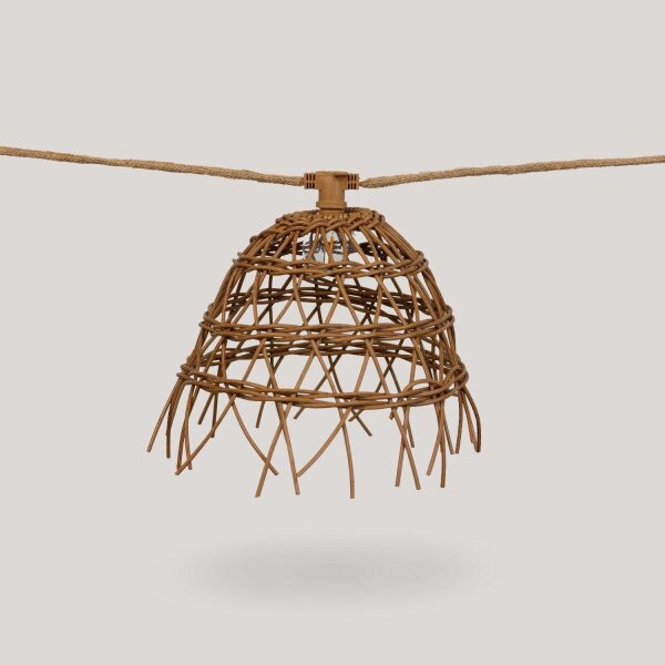 Solarlichterkette LED 1800 K 5 m lang Jute Naturfaser