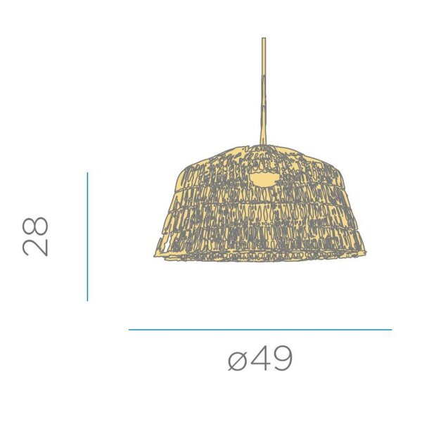 Pendelleuchte Rattan Ø 49 cm Natur Schwarz Boho E27