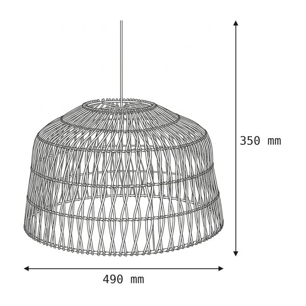 Pendelleuchte Rattan Ø 49 cm Natur Schwarz Boho E27