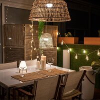 Pendelleuchte Rattan Ø 49 cm Natur Schwarz Boho E27