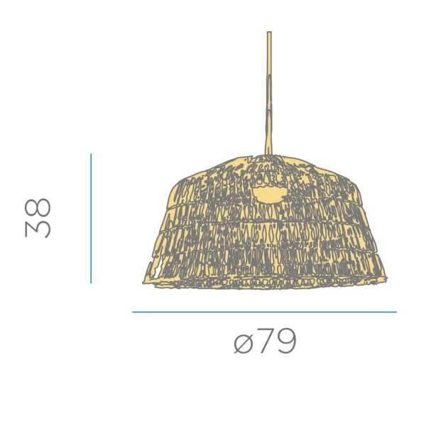 Pendelleuchte Rattan E27 groß Ø 79 cm rund in Natur Boho