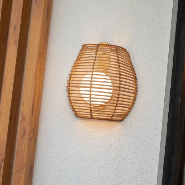 LED Wandleuchte außen kabellos Akku IP54 Rattan