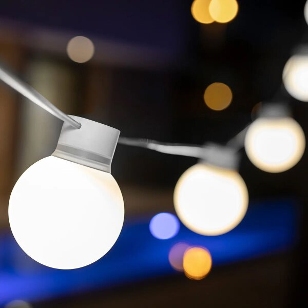 LED Lichterkette außen Weiß IP44 3000K 5m Stecker Kabel