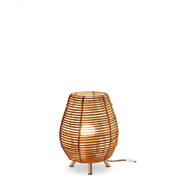 Tischlampe Rattan E27 H: 32,5 cm Dreibein Boho TOKI