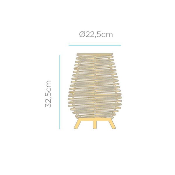 Tischlampe Rattan E27 H: 32,5 cm Dreibein Boho TOKI