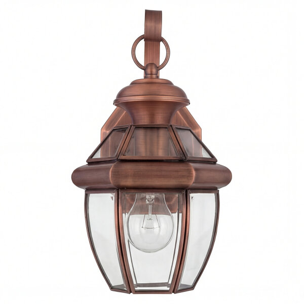 Außenwandleuchte Vintage Stahl Glas IP44 E27 in Kupfer