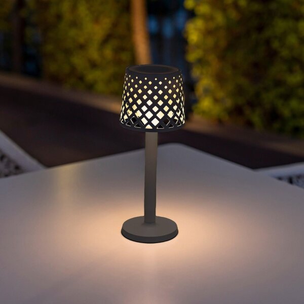 Tischleuchte LED Touch IP44 31cm Anthrazit 3000K tragbar