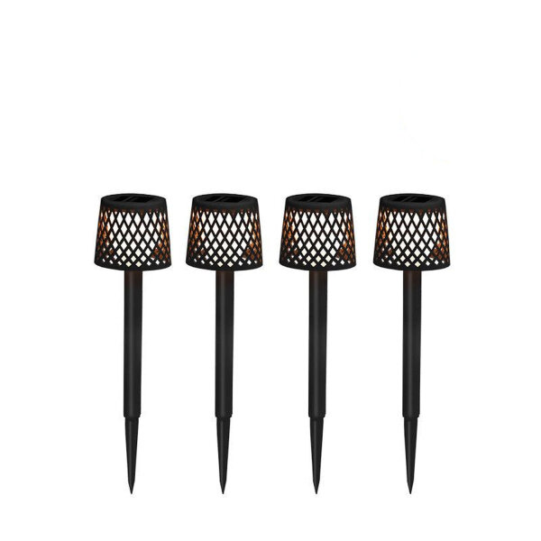 LED Gartenleuchte Erdspieß 4er Set Solar Akku IP44 Schwarz