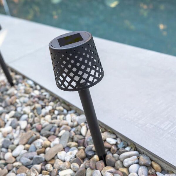 LED Gartenleuchte Erdspieß 4er Set Solar Akku IP44 Schwarz