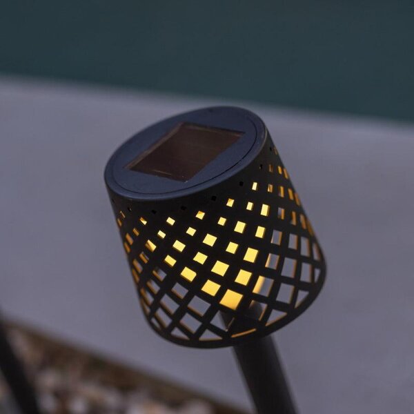 LED Gartenleuchte Erdspieß 4er Set Solar Akku IP44 Schwarz