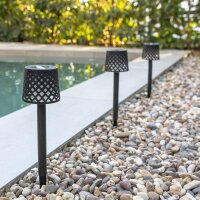 LED Gartenleuchte Erdspieß 4er Set Solar Akku IP44...