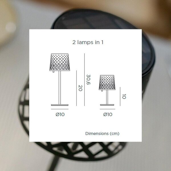 LED Tischlampe Solar Touch Dimmer kabellos tragbar 30 cm