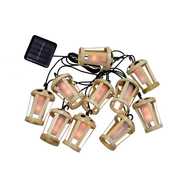 LED Girlande Garten Solar 5m lang IP44 2000 K Bambus