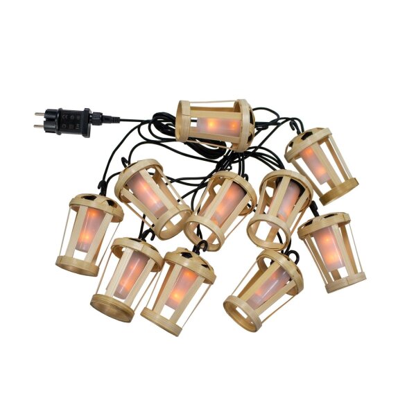 LED Girlande außen mit Stecker IP44 2000 K Bambus 5m