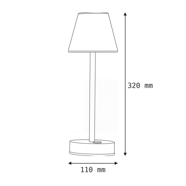 LED Tischlampe Anthrazit kabellos 32cm IP65 IP44 Touch Outdoor