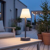 LED Tischlampe Anthrazit kabellos 32cm IP65 IP44 Touch...