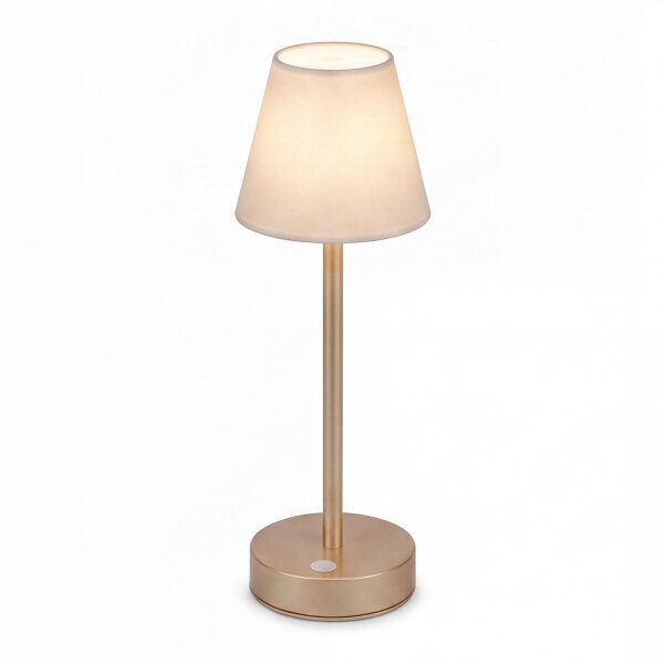 LED Tischlampe tragbar Touch Dimmer 32cm IP44 in Messing Weiß
