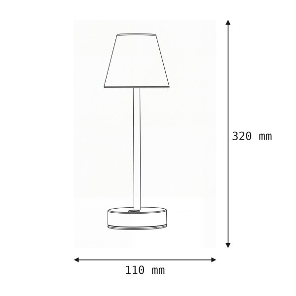 LED Tischlampe tragbar Touch Dimmer 32cm IP44 in Messing Weiß