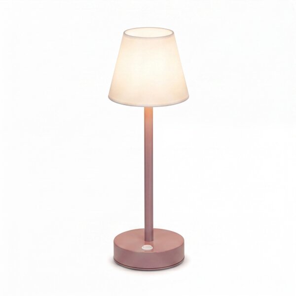 LED Tischleuchte kabellos Touch Dimmer 32 cm IP44 Rosa Weiß