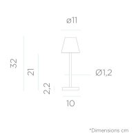 LED Tischleuchte kabellos Touch Dimmer 32 cm IP44 Rosa...