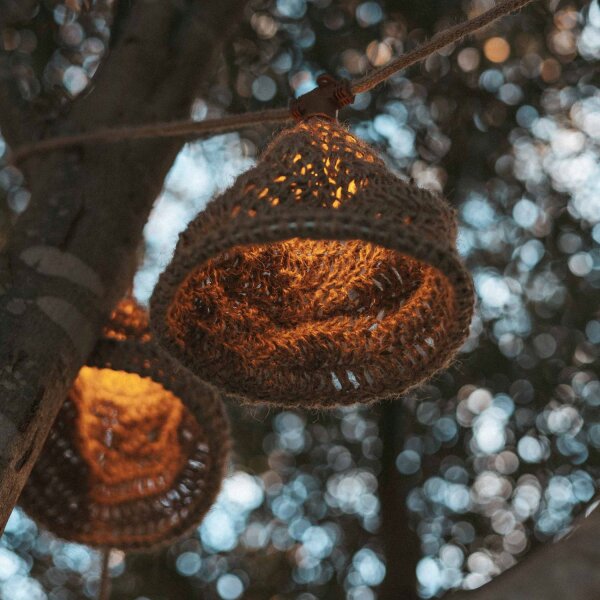 LED Solarlichterkette Garten 5m lang Outdoor Jute IP44