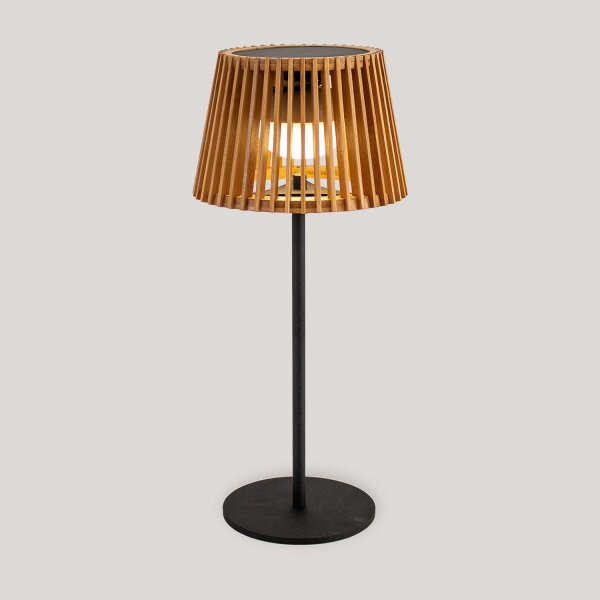 Tragbare LED Tischleuchte Solar Holz Metall 36 cm IP54 2700K