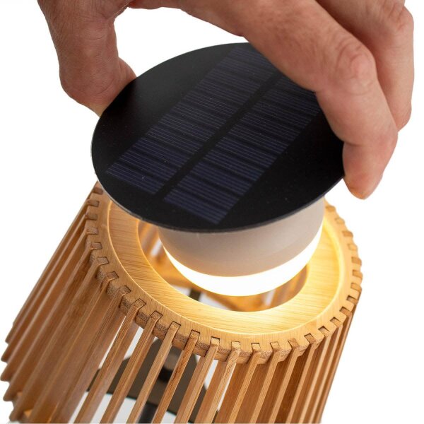 Tragbare LED Tischleuchte Solar Holz Metall 36 cm IP54 2700K