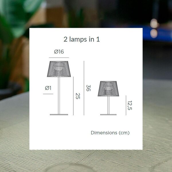 Tragbare LED Tischleuchte Solar Holz Metall 36 cm IP54 2700K