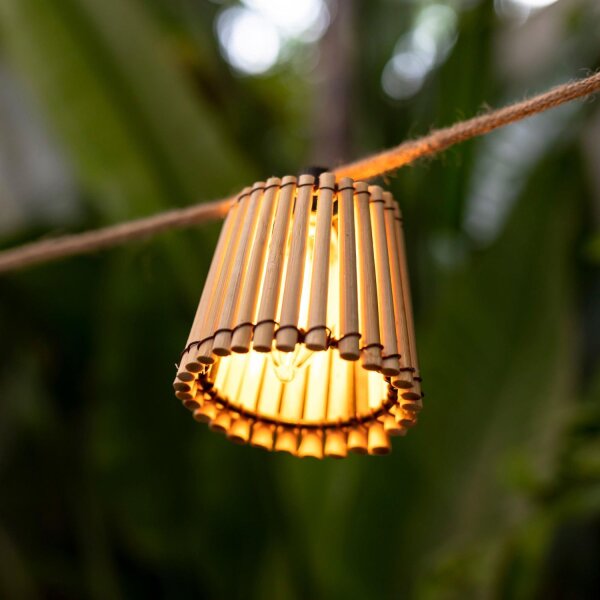 LED Lichterkette mit Stecker 5m IP44 2200K Bambus Outdoor