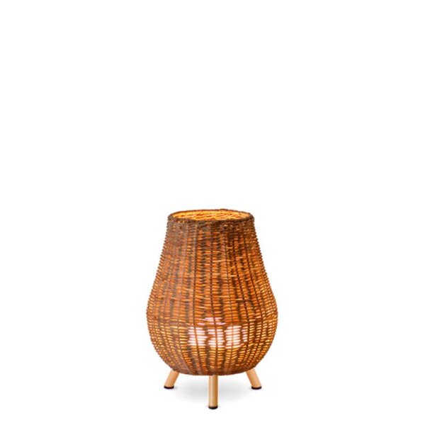 Tischleuchte LED kabellos Rattan Akku IP54 H: 32,5 cm dimmbar