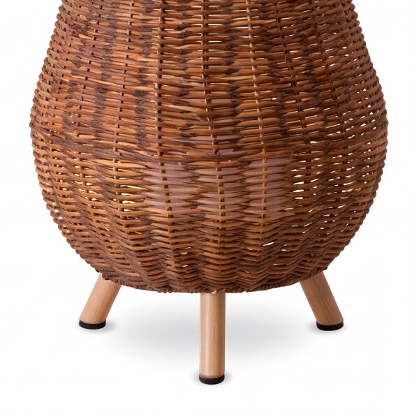 Tischleuchte LED kabellos Rattan Akku IP54 H: 32,5 cm dimmbar