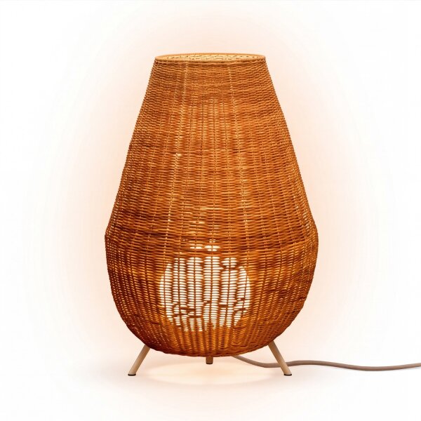 LED Tischlampe außen Rattan Akku IP54 72 cm kabellos Dimmer