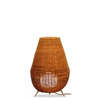 LED Tischlampe außen Rattan Akku IP54 72 cm...