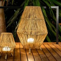 LED Tischleuchte außen IP54 72 cm Rattan Dimmer...
