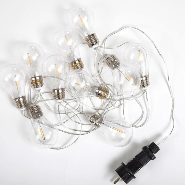 LED Außenlichterkette mit Stecker IP44 Transparent 4,5m 2700K