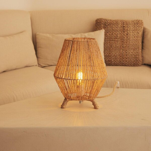 Beistelllampe Dreibein Rattan H: 32,5 cm E27 YILAN