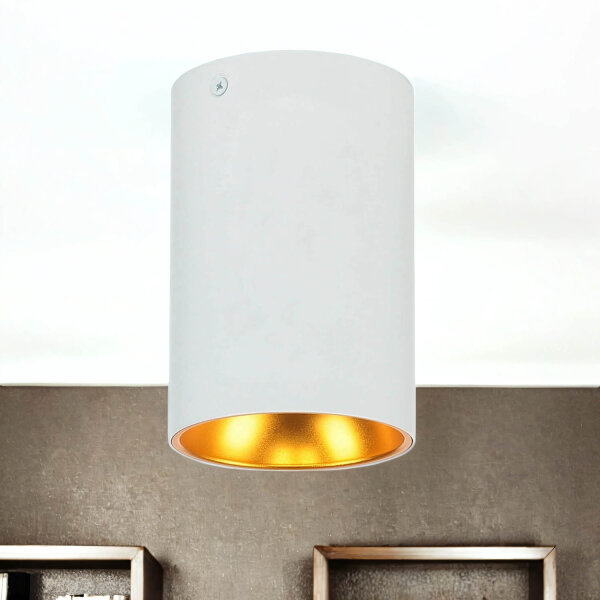 Deckenspot rund Ø 9,5 cm klein Metall GU10 Weiß Kupfer-Gold