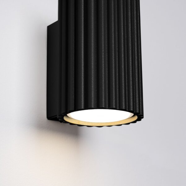 Schwarze Wandlampe klein 10 cm hoch GU10 aus Aluminium Modern