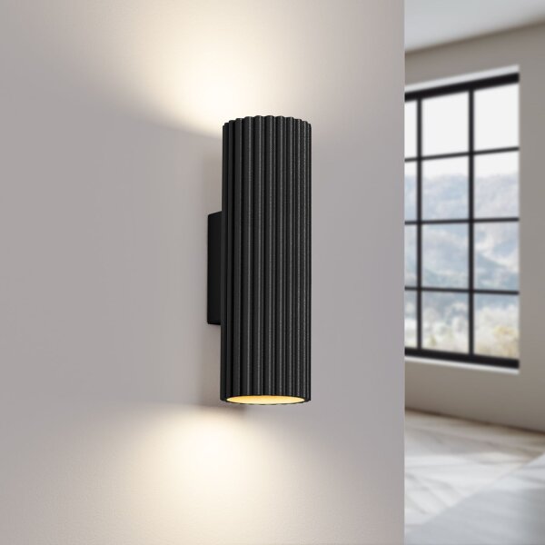 Up Down Wandlampe Innen Schwarz GU10 2 flammig H:20 cm