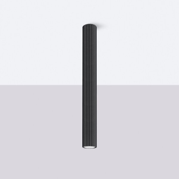 Deckenlampe Schwarz GU10 H: 60 cm Ø 6,5 cm schmal Aufputz