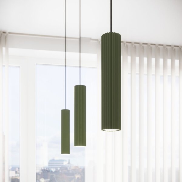 Pendelleuchte Grün schmal B: 8 cm H: max. 118 cm GU10 Modern