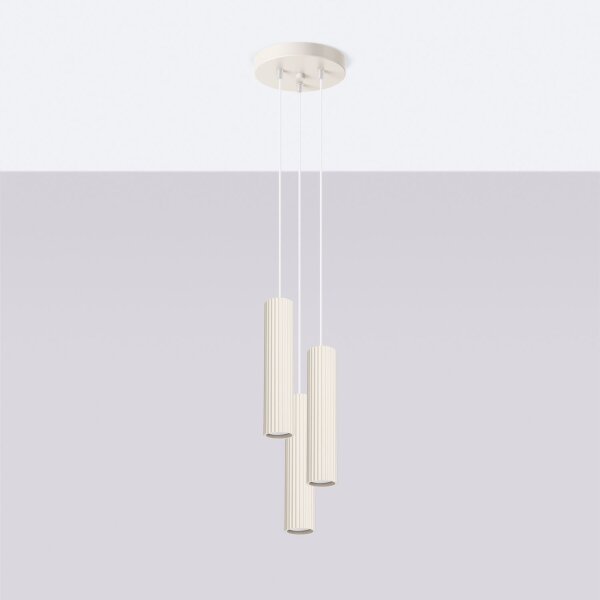 Moderne Hängelampe in Creme 3-flammig GU10 schmal Ø 19,5 cm