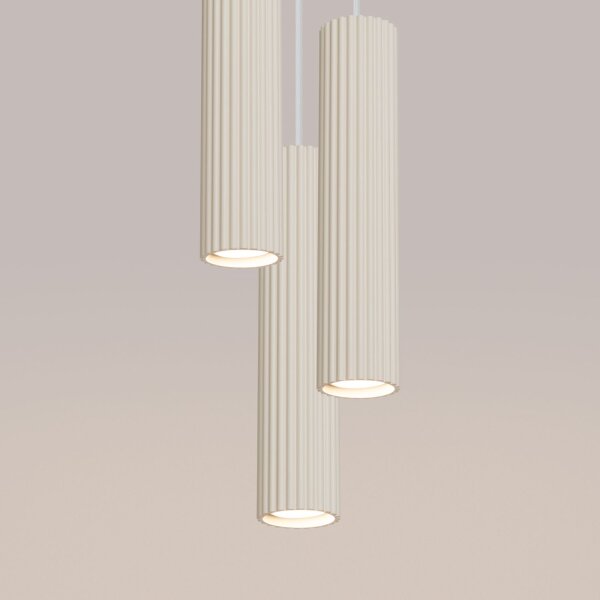 Moderne Hängelampe in Creme 3-flammig GU10 schmal Ø 19,5 cm